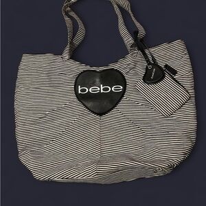Bebe Y2K Heart Stripe Tote